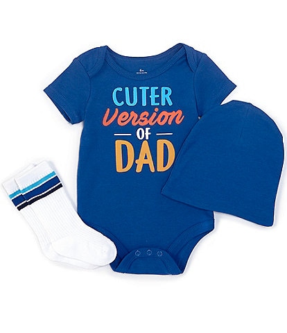 Baby Starters Baby Boys 3-12 Months Short-Sleeve Cuter Version Of Dad Bodysuit, Hat & Socks Set