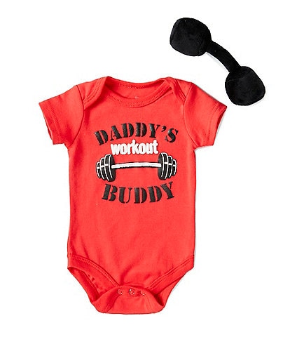 Baby Starters Baby Boys 3-12 Months Short Sleeve Daddy's Workout Buddy Bodysuit
