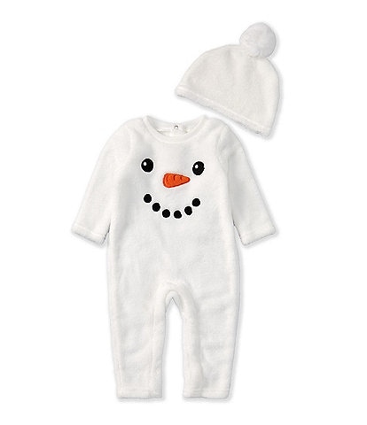 Baby Starters Baby Boys 3-9 Months Long Sleeve Snowman-Face-Embroiderd Fleece Coverall