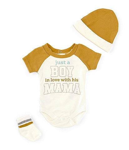 Baby Starters Baby Boys Newborn-12 Months Raglan-Sleeve Just A Boy In Love With His Momma Knit Bodysuit