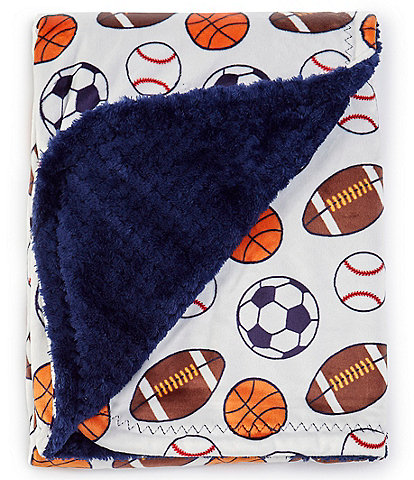 Baby Starters Baby Boys Sports-Themed-Printed/Solid Reversible Swaddle Blanket