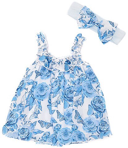 Baby Starters Baby Girls Newborn-24 Months Sleeveless Floral Print Chiffon Dress Bodysuit & Headband Set