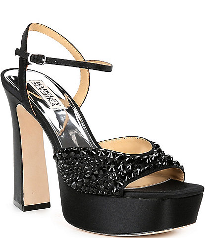 Badgley Mischka Bryleigh Satin Embellished Platform Sandals