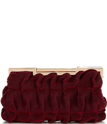 Badgley Mischka Chloe Mini Pleated Satin Pouch Clutch