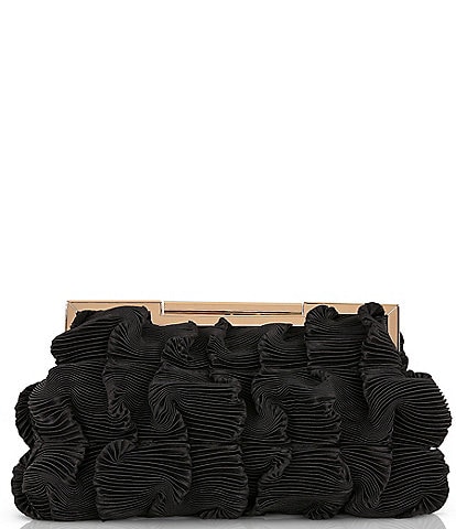 Badgley Mischka Chloe Mini Pleated Satin Pouch Clutch