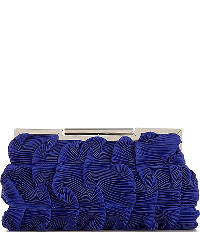 Badgley Mischka Chloe Mini Pleated Satin Pouch Clutch