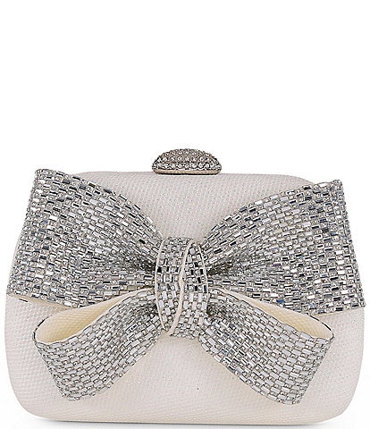 Badgley Mischka Crystal Bow Minaudiere Clutch