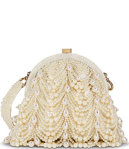 Badgley Mischka Drapped Pearl Pouch Novelty Clutch