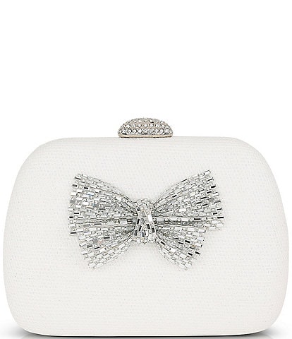 Badgley Mischka Ellie Jacquard Minaudere with Crystal Bow Clutch