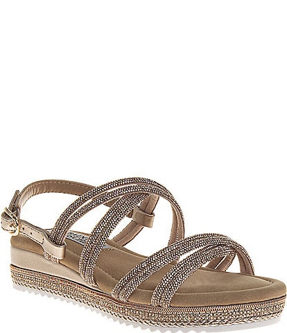 Badgley Mischka Girls' Beatrice Rhinestone Wedge Sandals (Youth)