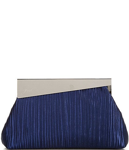 Jewel by Badgley Mischka Haven Textural Satin Asymmetric Frame Clutch