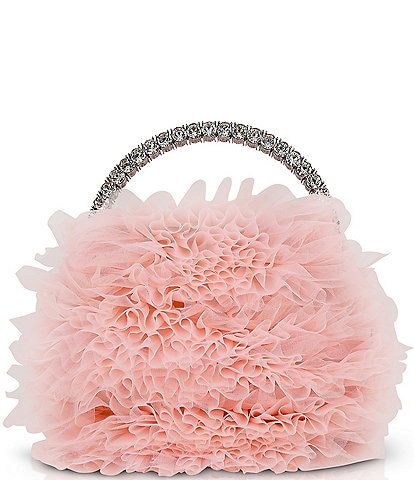 Badgley Mischka Jewel Badgley Mischka Jazzie Tulle Layered Ruffle Pouch Clutch