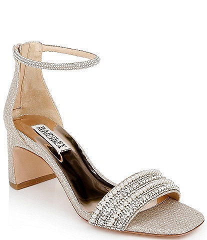 Badgley Mischka Kameryn Pearl and Jewel Ankle Bracelet Dress Sandals