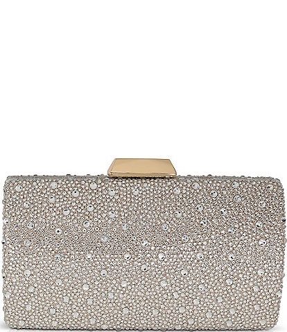 Rose Gold Crystal Hard Case Clutch with Chain