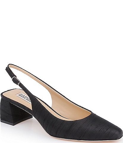 Badgley Mischka Oaklee Silk Slingback Block Heel Pumps