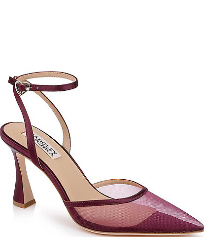 Badgley Mischka Yordan Mesh Ankle Strap Pointed Toe Pumps