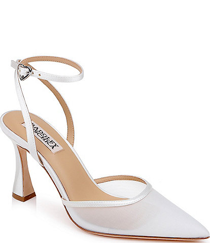 Badgley Mischka Yordan Mesh Ankle Strap Pointed Toe Pumps