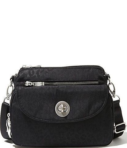 Baggallini Black Cheetah Calais Crossbody Bag