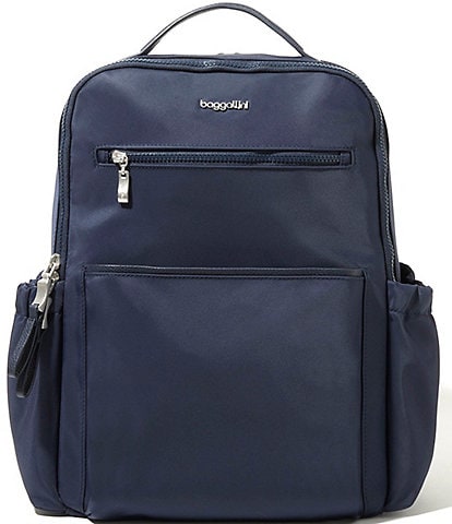 Baggallini Tribeca Expandable Laptop Silver Hardware Backpack