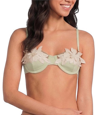 Bahia Maria Aura Laser Cut Flower Underwire Swim Top & Classic Swim Bottom