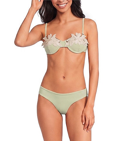 Bahia Maria Aura Laser Cut Flower Underwire Swim Top & Classic Swim Bottom