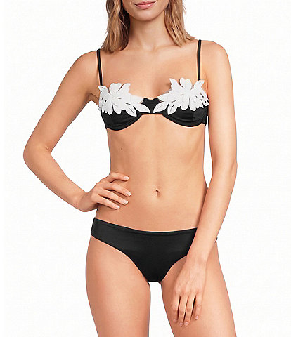 Bahia Maria Aura Laser Cut Underwire Swim Top & Solid Classic Moderate Coverage Hipster Swim Bottom
