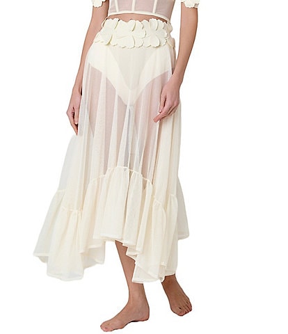 Bahia Maria Jardin De Lu Flower Lined Mesh Cover-Up Skirt