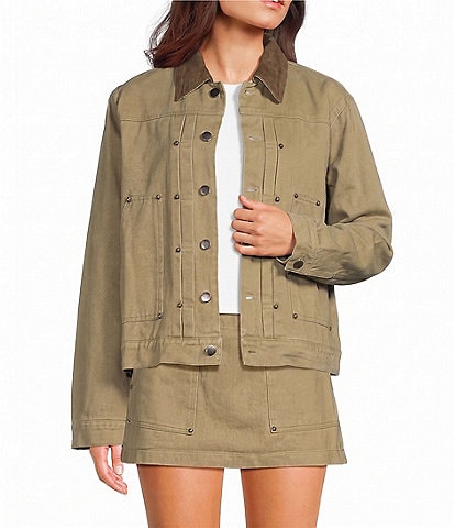 Bailey Rose Button Front Cord Collar Jacket