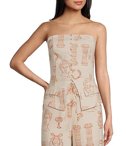 Bailey Rose Greek Print Strapless Coordinating Corset Vest