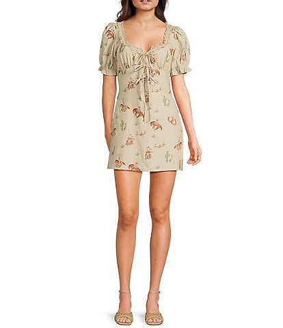 Bailey Rose Horse Print Short Sleeve Mini Dress