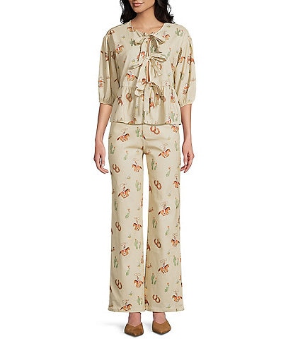 Bailey Rose Coordinating Western Horse Print Tie Top