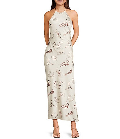 Bailey Rose Horseshoe Print Halter Top Maxi Dress