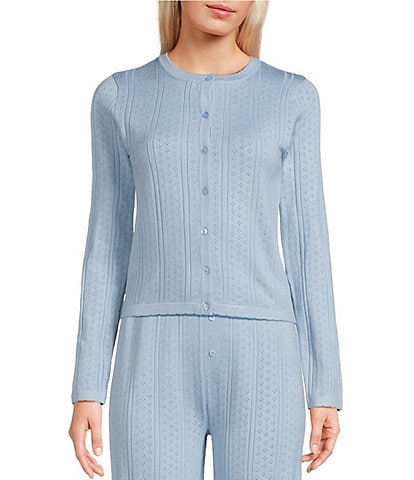 Bailey Rose Long Sleeve Pullover Pointelle Sweater Coordinating Top