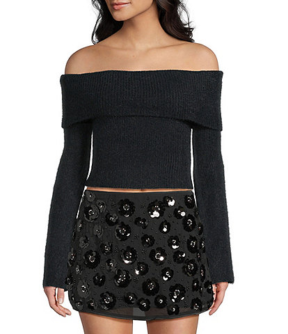 Bailey Rose Off-The-Shoulder Long Sleeve Sweater