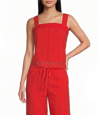 Bailey Rose Square Neck Sleeveless Eyelet Top