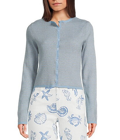 Bailey Rose Stripe Button Front Ribbed Cardigan