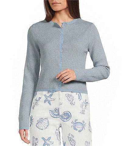 Bailey Rose Stripe Button Front Ribbed Cardigan
