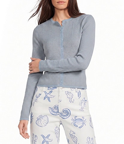 Bailey Rose Stripe Button Front Ribbed Cardigan