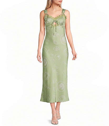 Bailey Rose Sweetheart Neck Pasta Print Midi Dress