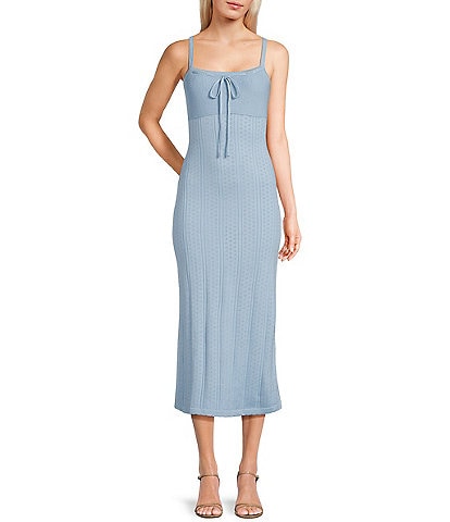Bailey Rose Tie Front Pointelle Midi Dress