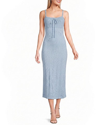 Bailey Rose Tie Front Pointelle Midi Dress