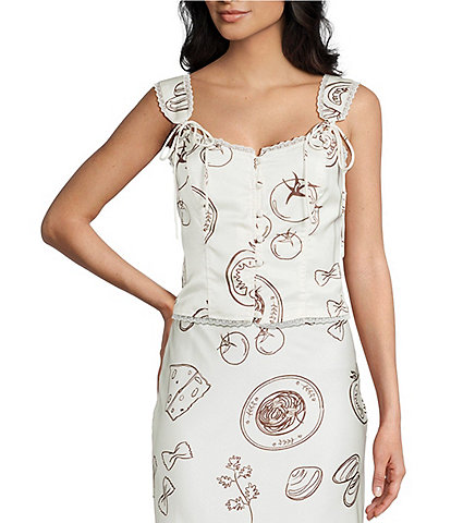 Bailey Rose V-Neck Sleeveless Pasta Print Coordinating Top