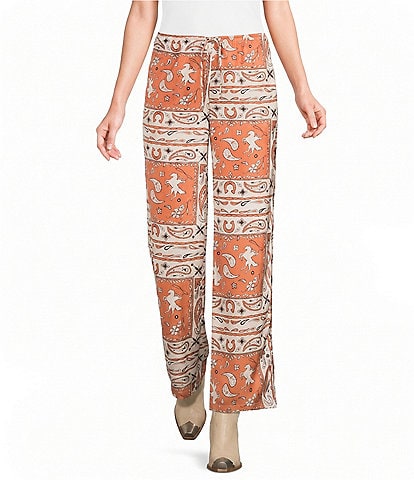 Bailey Rose Western Satin Pull On Wide Leg Pants