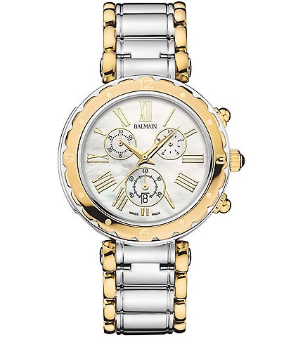 Balmain Women's Quartz Chronograph Two Tone Stainless Steel Bracelet Watch