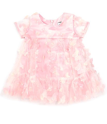 Bardot Baby Girls Newborn-18 Months Short-Sleeve Embroidered-Butterfly-Applique Tiered Babydoll Dress