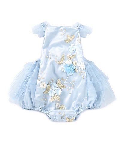 Bardot Baby Girls Newborn-18 Months Sleeveless Floral Embroidered Panel Bubble Romper
