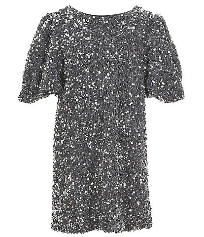 Bardot Little/Big Girls 4-10 Puffed Sleeve Giselle Sequin-Embellished Velour Mini Dress