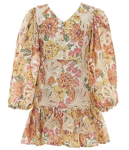 Bardot Little/Big Girls 4-16 Perdita Long Sleeve Floral-Print/Embroidered Mini Dress