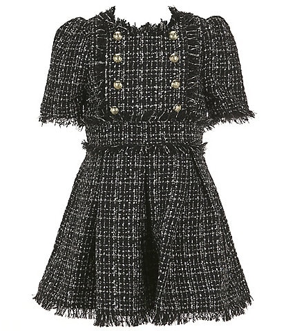 Bardot Little/Big Girls 4-16 Puffed Sleeve Brielle Sparkle Boucle Fit-And-Flare Dress