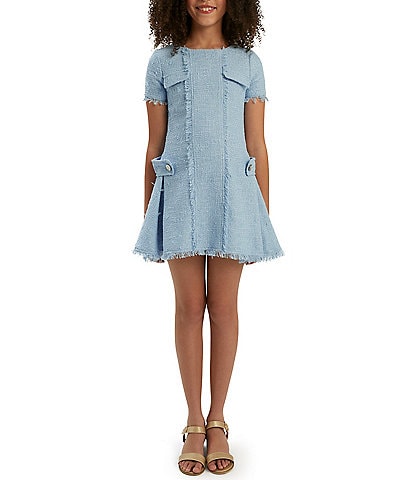 Bardot Little/Big Girls 4-16 Short-Sleeve Sutton Fitted Drop-Waist Boucle Dress